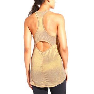 Athleta Luxe Studio Metallic Gold Tank Top Size M